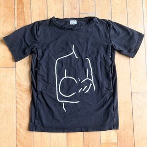 TAJINEBANANE Motherhood Breastfeeding Black Organic Cotton T-Shirt Size Small